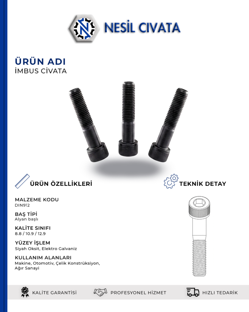 Yüksek Tutunma Gereken Bağlantılar İçin Alyan Başlı İmbus Civata Çeşitlerini Şimdi İnceleyin!