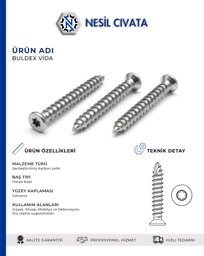 Profesyonel Uygulamalara Güçlü Çözüm — Buldex Vidanızı Hemen Satın Alın!