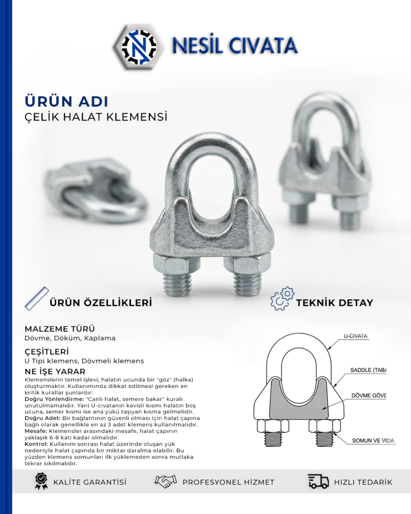 Ağır Hizmet Uygulamaları İçin Çelik Halat Klemensi Çeşitlerini Hemen Sipariş Edin!