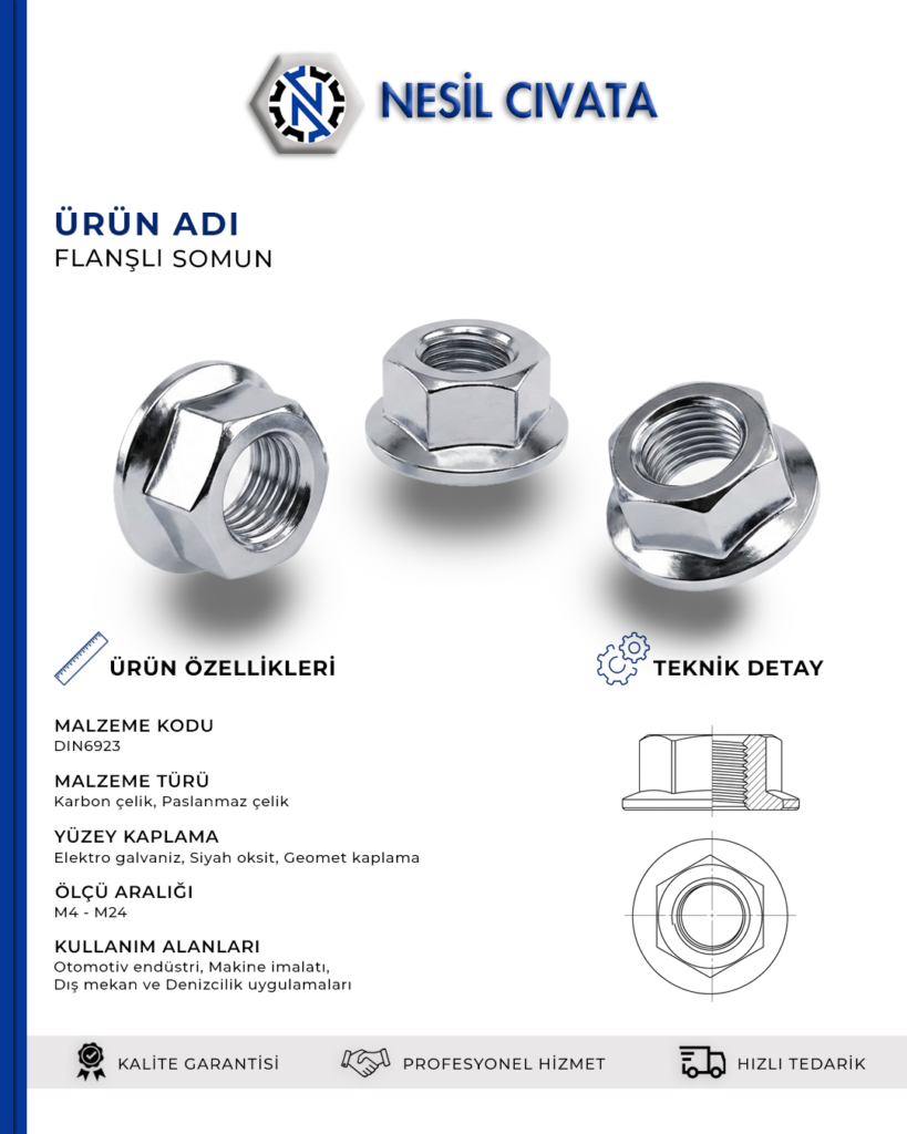 İhtiyacınıza Uygun Flanşlı Somun Seçeneklerini Şimdi Keşfedin ve Sipariş Verin!