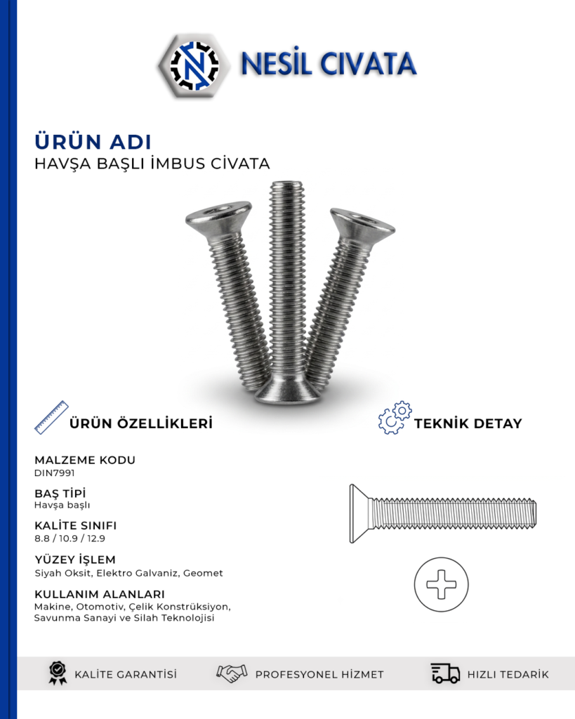 Hassas Montajların Güvenilir Parçası: Havşa Başlı İmbus Seçeneklerini Hemen Sipariş Edin!