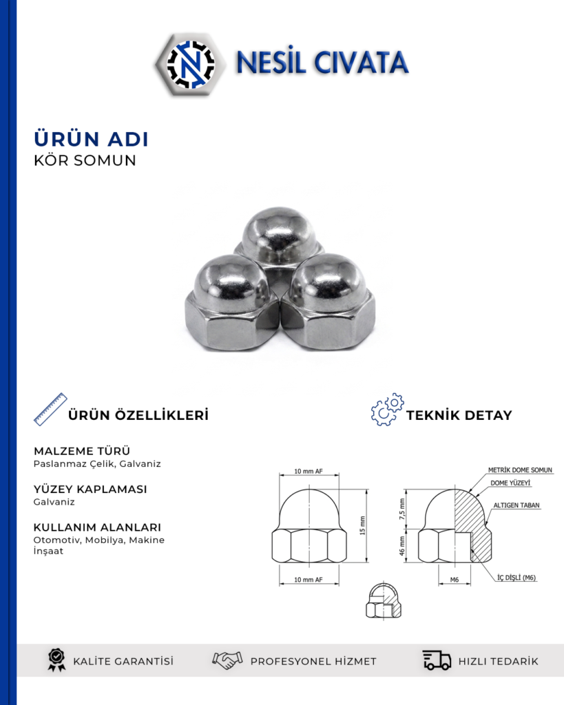 Projenize Uygun Kör Somun Ölçüsünü Seçin, Tedarikinizi Hemen Tamamlayın!