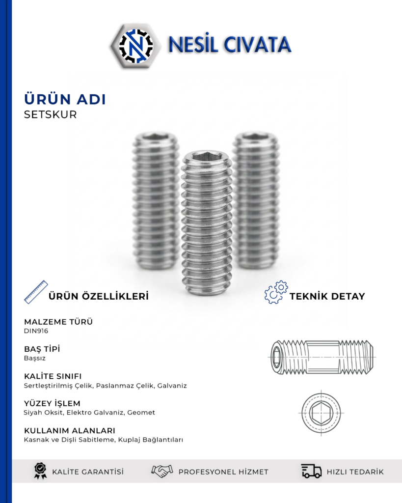Farklı ölçülerde Setskur seçenekleriyle üretim ve bakım ihtiyaçlarınızı tek noktadan karşılayın!